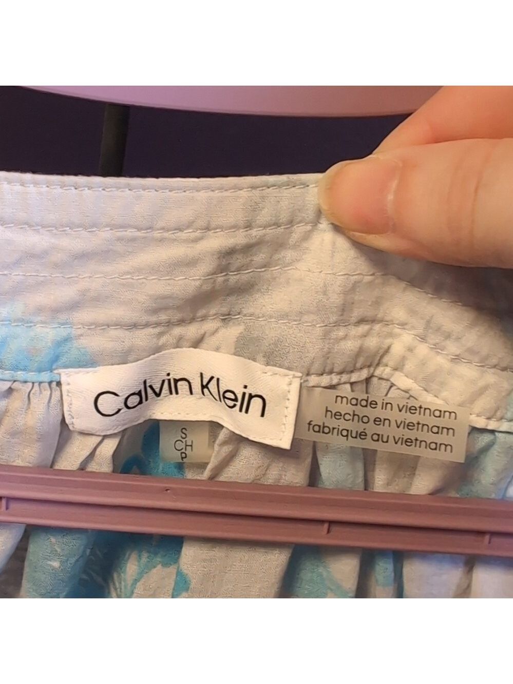 Calvin Klein Watercolor Peasant Top - Picture 7 of 9